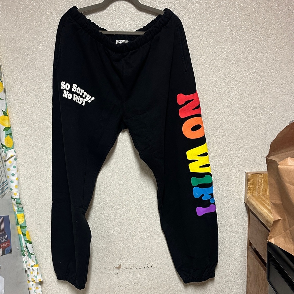 NWT Madhappy Black Joggers - Sorry No WiFi / Size XXL